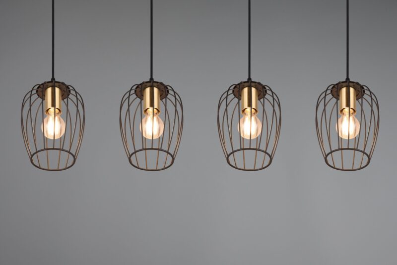Zwarte 4-lichts metalen hanglamp filigraan Grid - Afbeelding 3