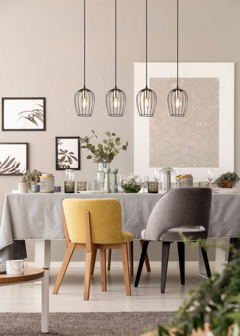 Zwarte 4-lichts metalen hanglamp filigraan Grid - Afbeelding 6