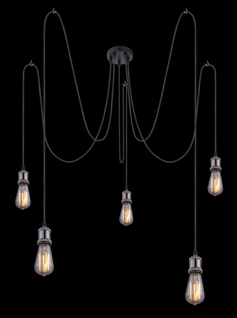 Zwarte 5-lichts flexibele hanglamp L Globo Oliver - Afbeelding 3