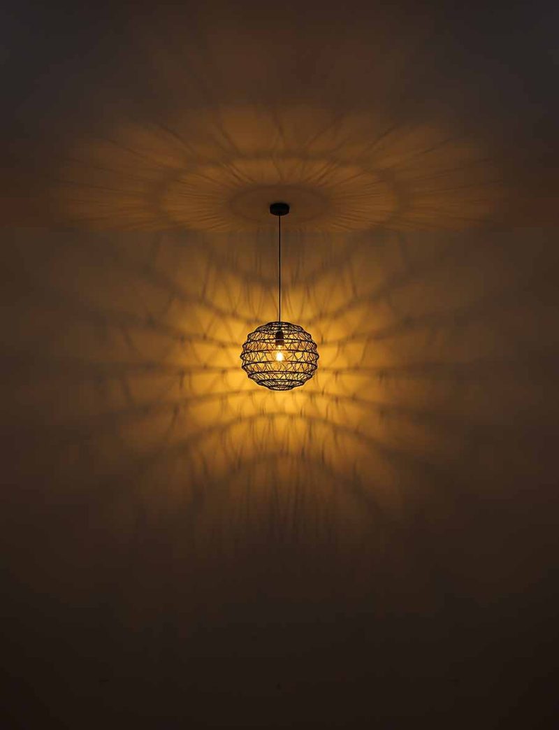Zwarte bol Boheemse hanglamp Globo Senni - Afbeelding 4