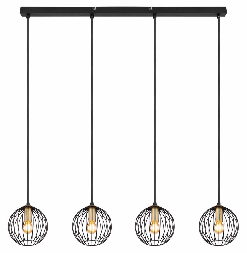 Zwarte bollen retro hanglamp Globo Eusebius - Afbeelding 2