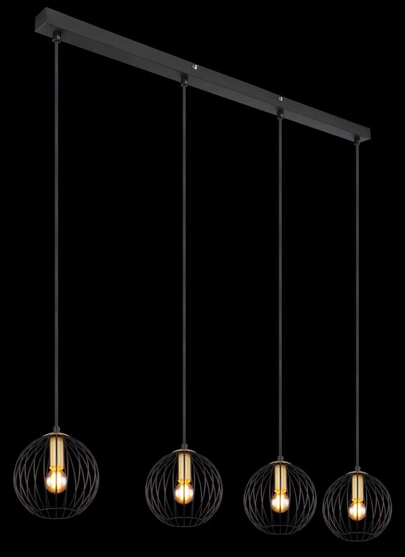 Zwarte bollen retro hanglamp Globo Eusebius - Afbeelding 4