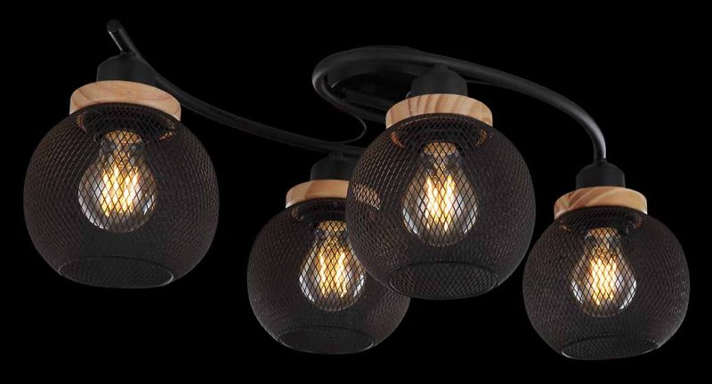 Zwarte bollen retro plafondlamp Globo Pablo - Afbeelding 3