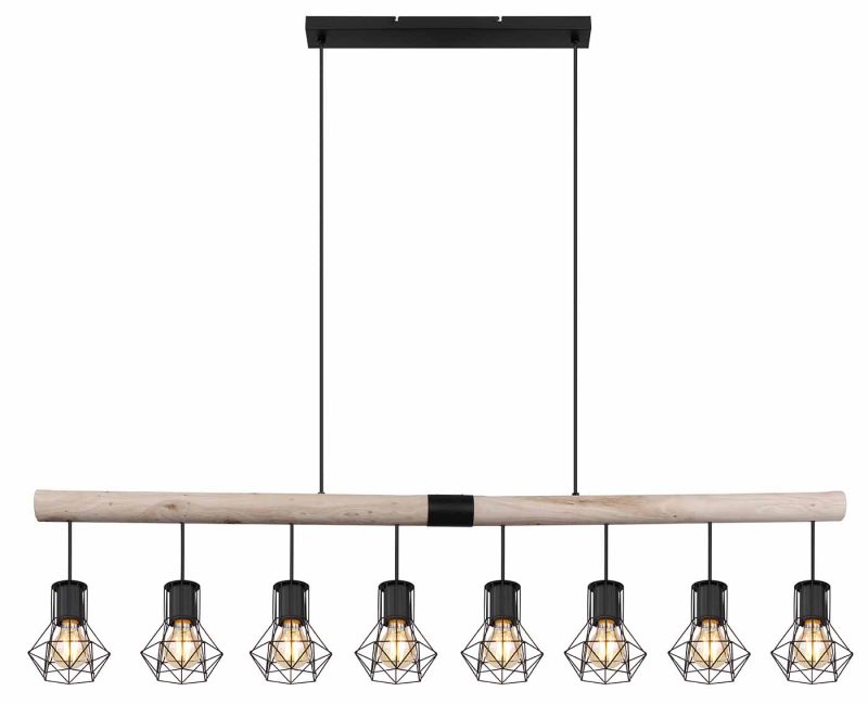 Zwarte diamantkap hanglamp 8-lichts Globo Priska - Afbeelding 2