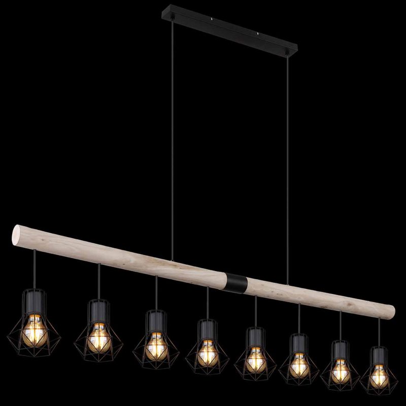 Zwarte diamantkap hanglamp 8-lichts Globo Priska - Afbeelding 4
