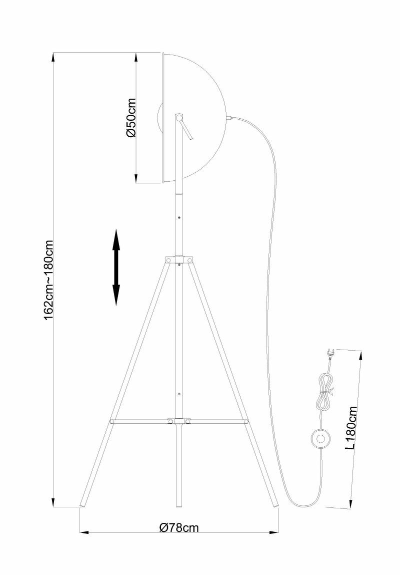Zwarte driepoot vloerlamp goudgevoerde koepelkap Globo Xirena - Afbeelding 4