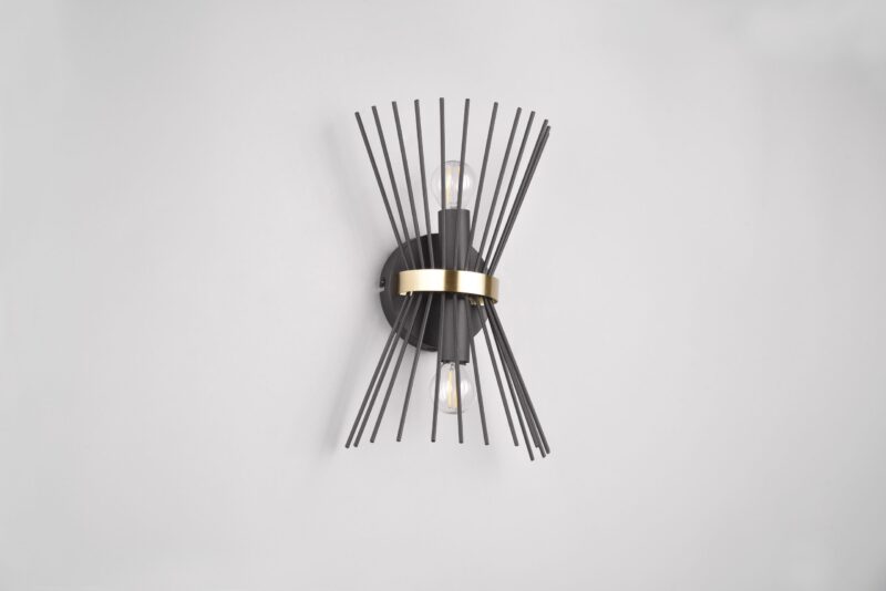 Zwarte filigraan 2-lichts up-down wandlamp  Rod - Afbeelding 2
