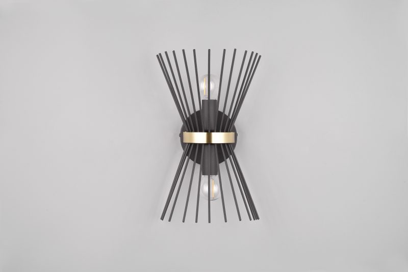 Zwarte filigraan 2-lichts up-down wandlamp  Rod - Afbeelding 3