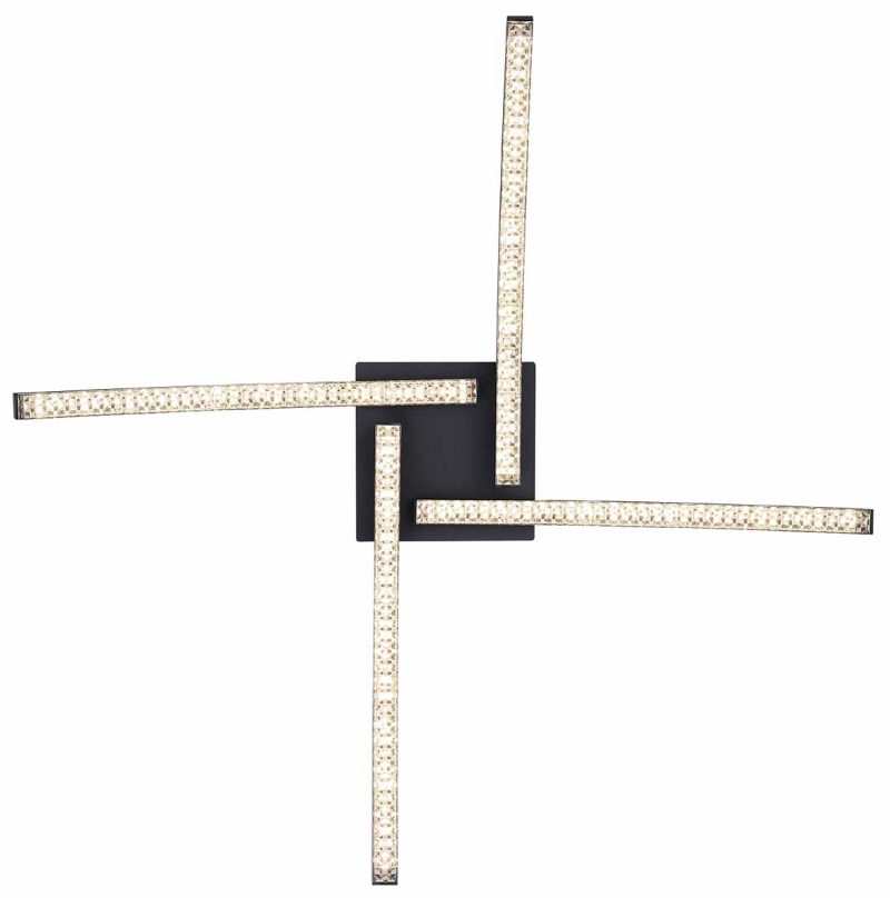 Zwarte geometrische plafondlamp metaal/kristallen Globo Jules - Afbeelding 3