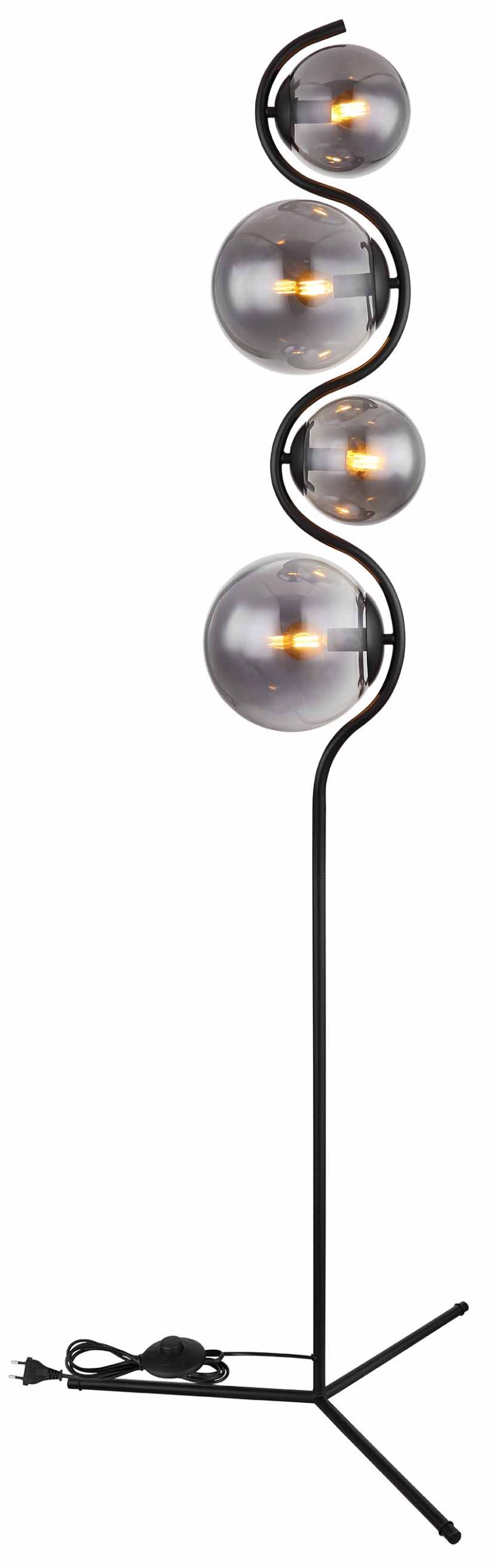 Zwarte glazen metalen moderne vloerlamp Globo Porry - Afbeelding 3