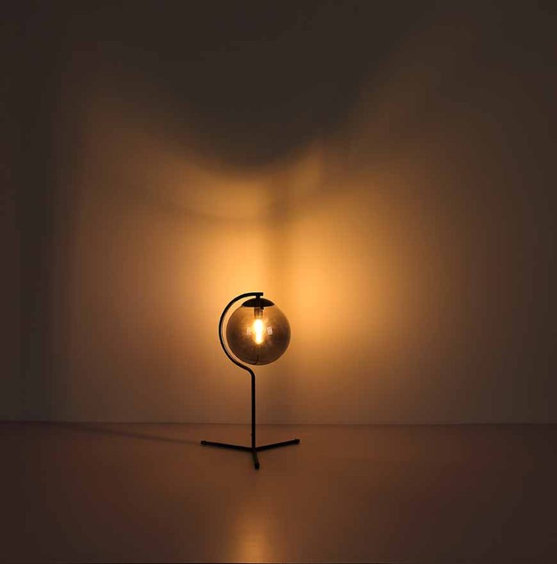 Zwarte glazen metalen moderne vloerlamp Globo Porry - Afbeelding 4