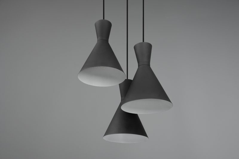 Zwarte hanglamp 3-lichts trechtervorm Enzo - Afbeelding 2