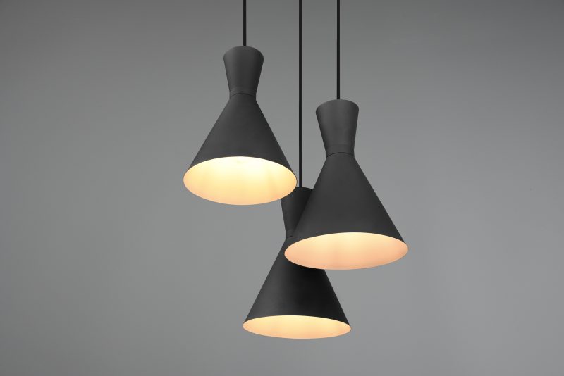 Zwarte hanglamp 3-lichts trechtervorm Enzo - Afbeelding 3