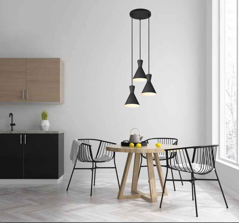 Zwarte hanglamp 3-lichts trechtervorm Enzo - Afbeelding 5