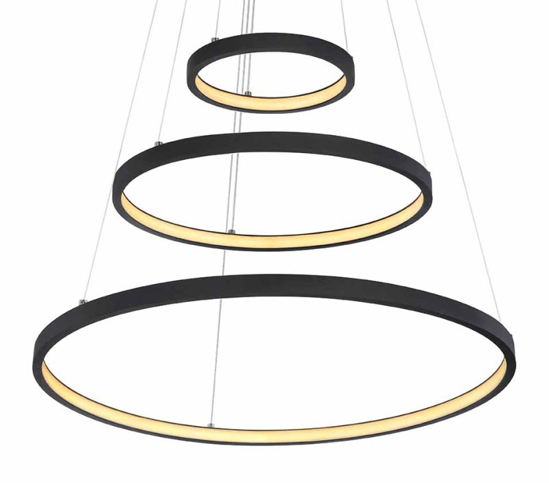 Zwarte hanglamp 3-ring verticaal Globo Ralph - Afbeelding 2