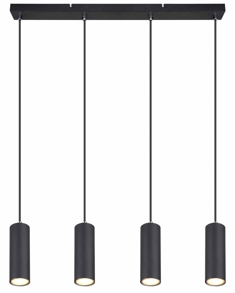 Zwarte hanglamp 4-spots Globo Robby - Afbeelding 2