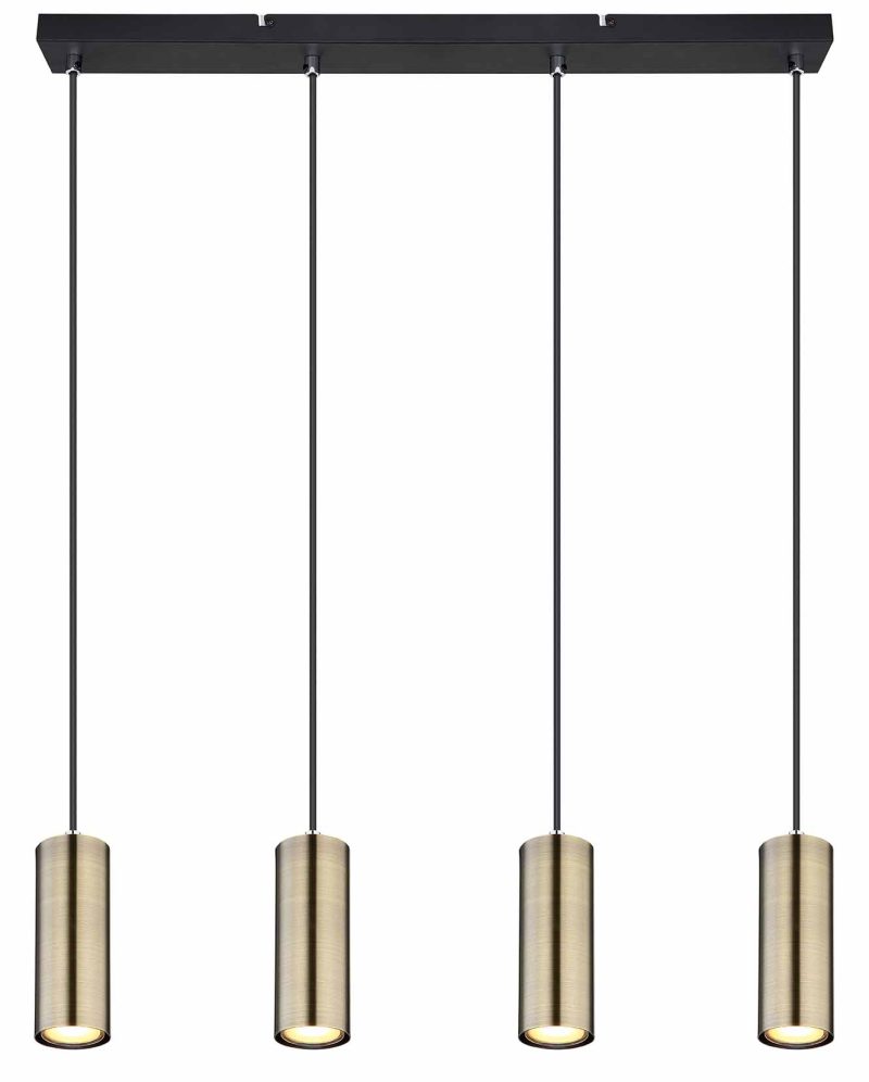 Zwarte hanglamp 4-spots goudkleurig Globo Robby - Afbeelding 2