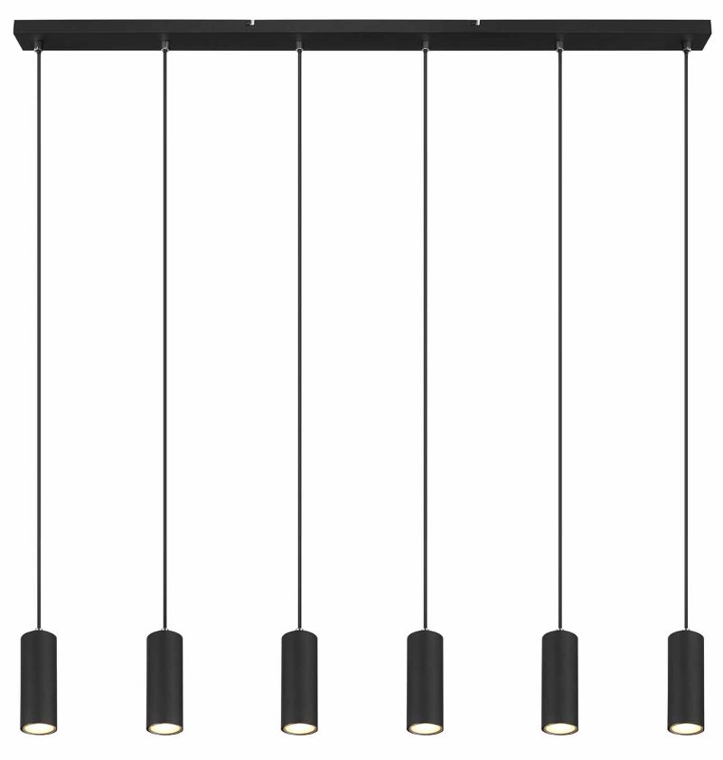 Zwarte hanglamp 6-spots Globo Robby - Afbeelding 2