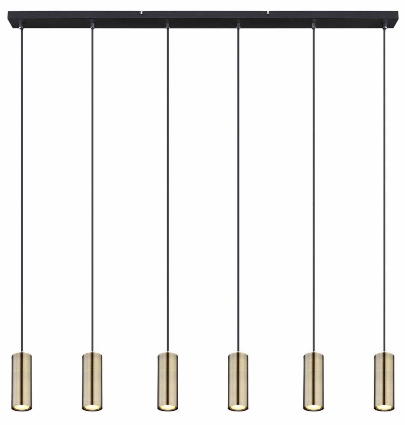 Zwarte hanglamp 6-spots goudkleurig Globo Robby - Afbeelding 2