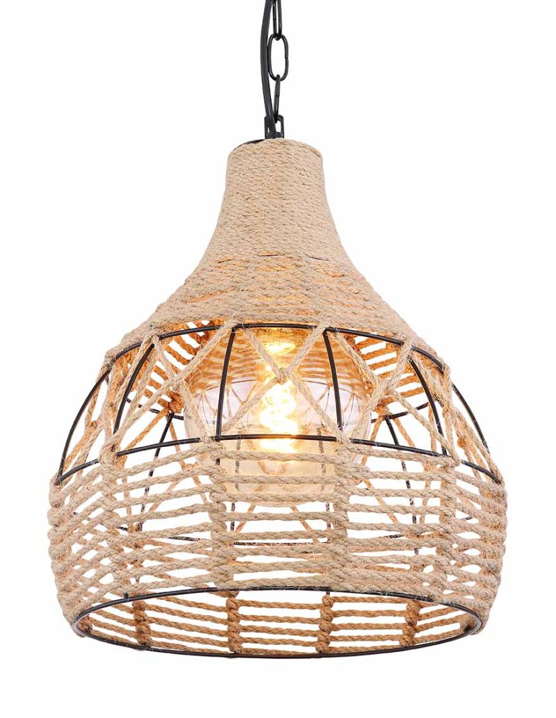 Zwarte hanglamp bohemian metaal touw Globo Halia - Afbeelding 2