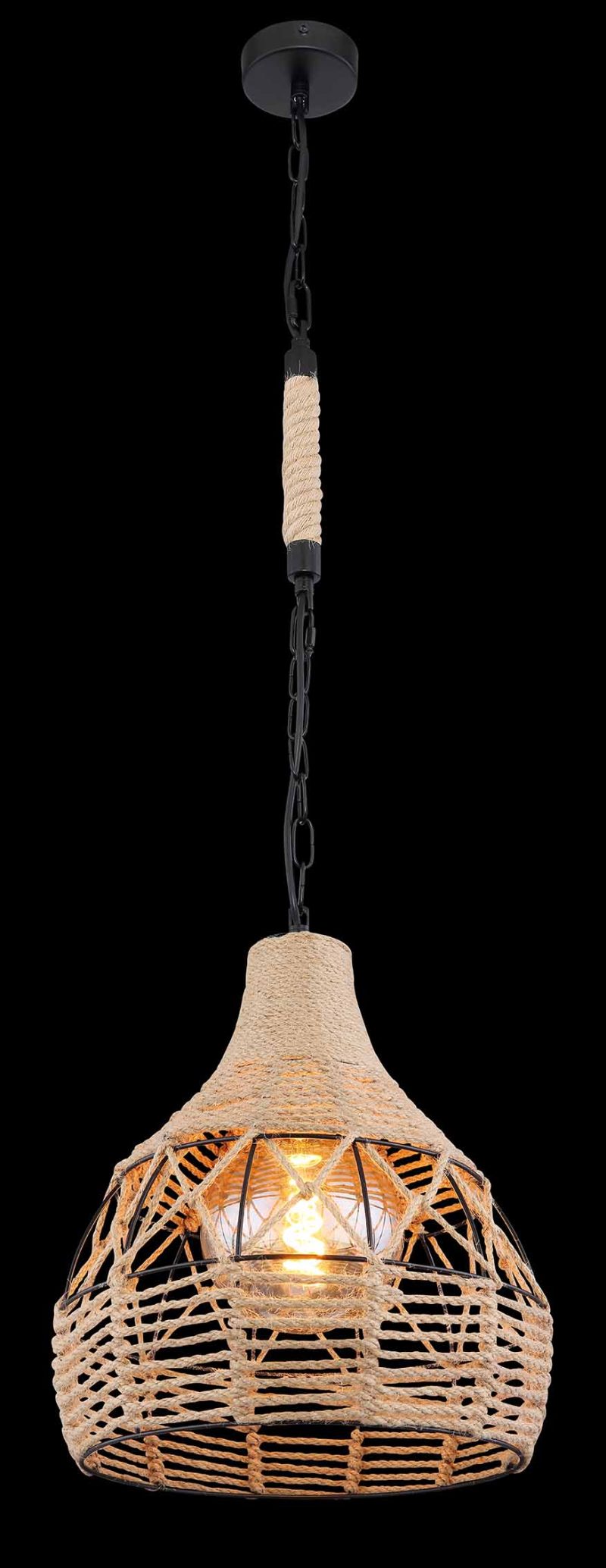 Zwarte hanglamp bohemian metaal touw Globo Halia - Afbeelding 3