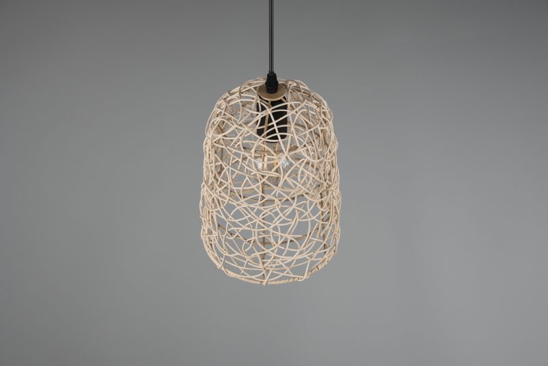 Zwarte hanglamp kap rotanweving naturel Lovis - Afbeelding 4
