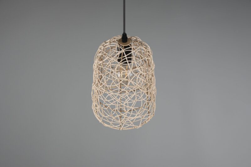 Zwarte hanglamp kap rotanweving naturel Lovis - Afbeelding 4
