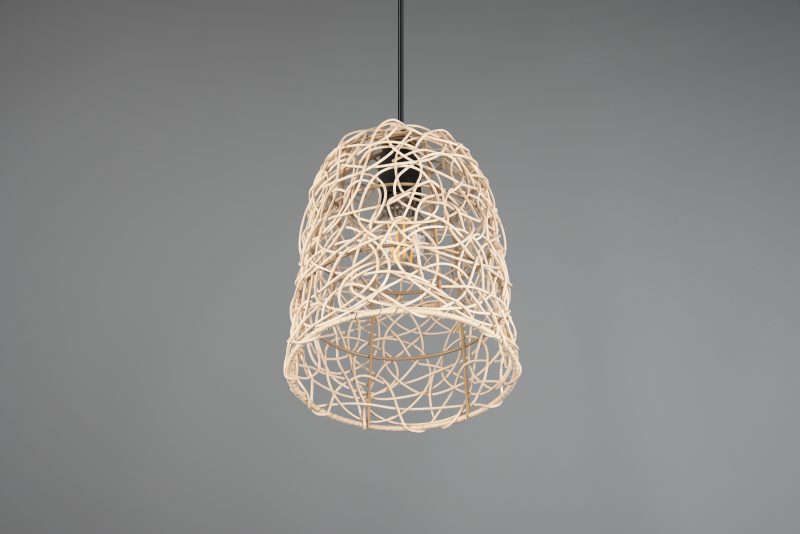 Zwarte hanglamp kap rotanweving naturel Lovis - Afbeelding 5