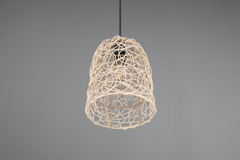 Zwarte hanglamp kap rotanweving naturel Lovis - Afbeelding 5