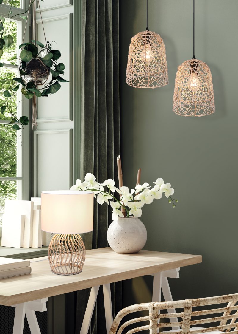 Zwarte hanglamp kap rotanweving naturel Lovis - Afbeelding 6