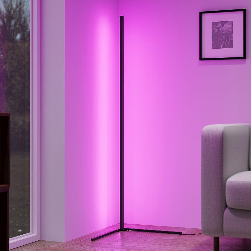 Zwarte hoek buisvloerlamp ingebouwde lichtkleureffecten Level - Afbeelding 6