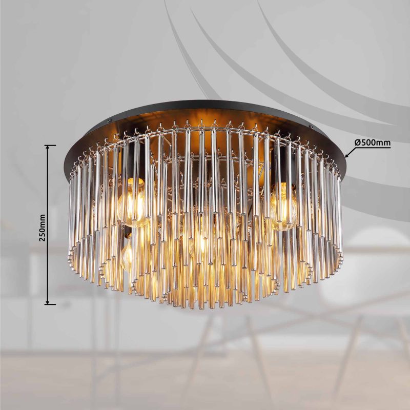 Zwarte klassieke ronde plafondlamp Globo Gorley - Afbeelding 4