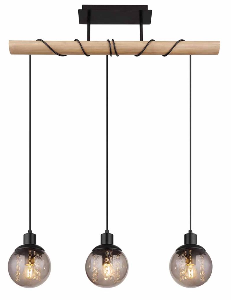 Zwarte landelijke hanglamp bollen Globo Richard - Afbeelding 2