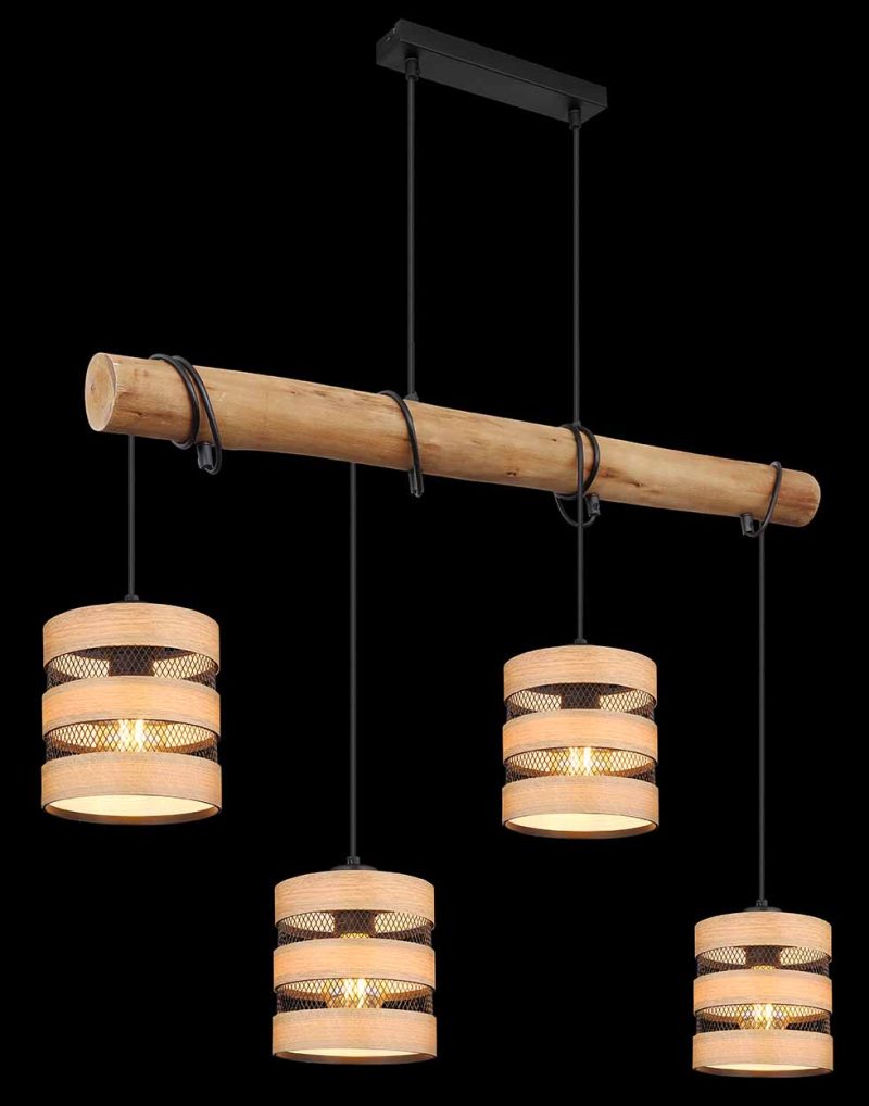 Zwarte metalen hanglamp landelijk Globo Soeni - Afbeelding 4