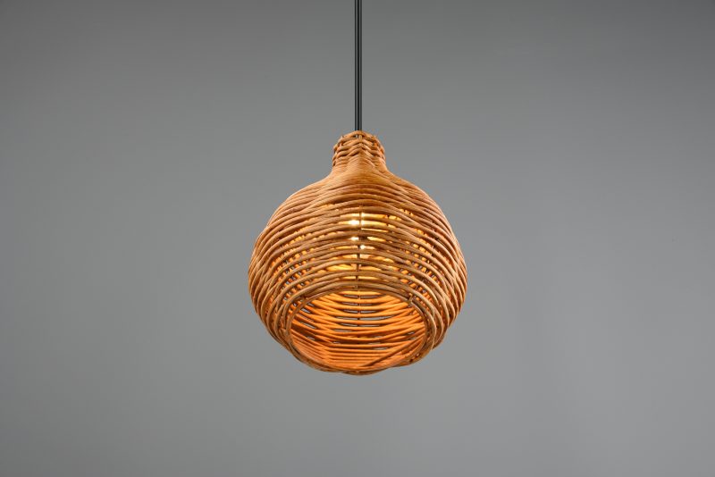 Zwarte metalen hanglamp naturel rotanweving  Sprout - Afbeelding 2