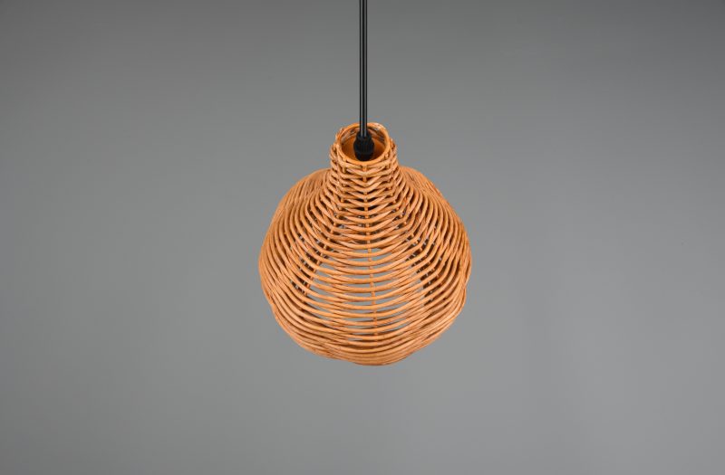 Zwarte metalen hanglamp naturel rotanweving  Sprout - Afbeelding 4