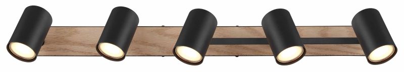 Zwarte-naturel balk 5-spots draaiarm Globo Robby - Afbeelding 3