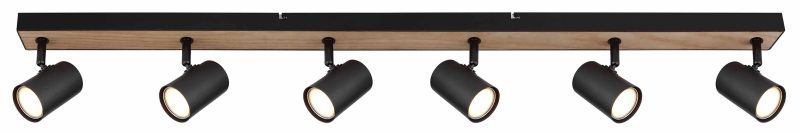 Zwarte-naturel balk 6-spots Globo Robby - Afbeelding 2