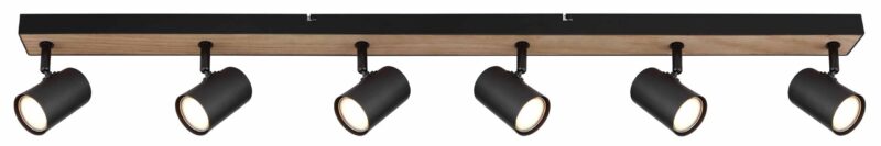 Zwarte-naturel balk 6-spots Globo Robby - Afbeelding 2