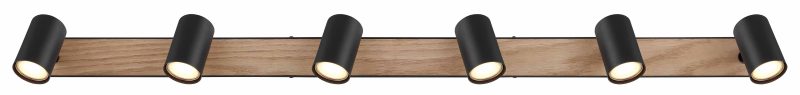 Zwarte-naturel balk 6-spots Globo Robby - Afbeelding 3