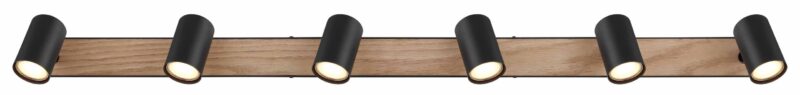 Zwarte-naturel balk 6-spots Globo Robby - Afbeelding 3