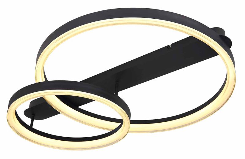 Zwarte plafondlamp dubbele ring Globo Augusto - Afbeelding 4