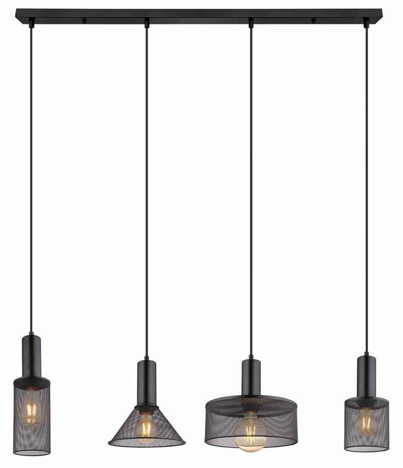 Zwarte retro hanglamp metaal gaas Globo Jedd - Afbeelding 2