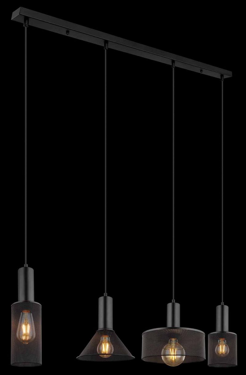 Zwarte retro hanglamp metaal gaas Globo Jedd - Afbeelding 4