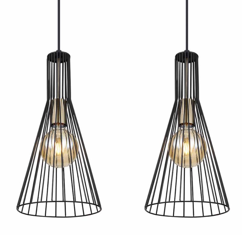 Zwarte retro metalen hanglamp Globo Milli - Afbeelding 3