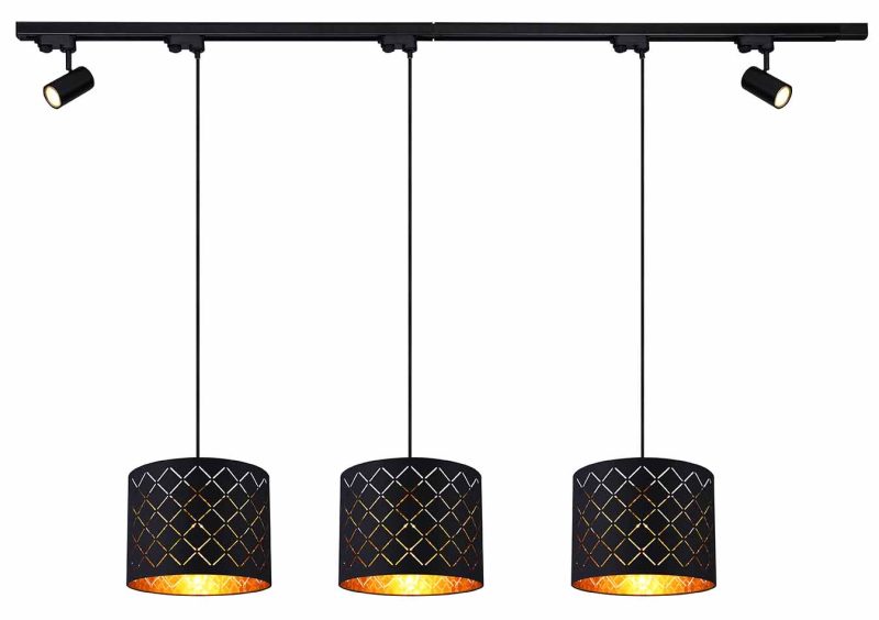 Zwarte retro metalen plafondlamp Globo Clarke - Afbeelding 2
