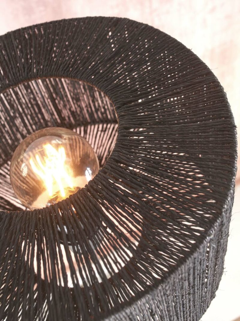 Zwarte rieten bohemian vloerlamp GOOD&MOJO Iguazu - Afbeelding 4