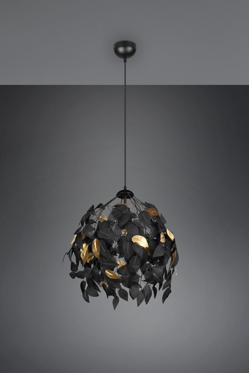 Zwarte ronde hanglamp trendy bladerkroon Leavy - Afbeelding 3