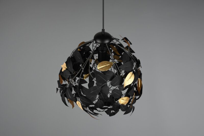 Zwarte ronde hanglamp trendy bladerkroon Leavy - Afbeelding 4