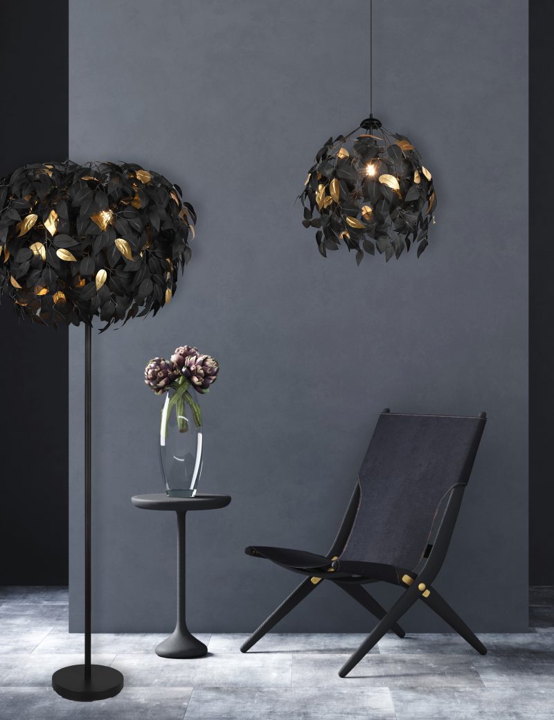 Zwarte ronde hanglamp trendy bladerkroon Leavy - Afbeelding 6